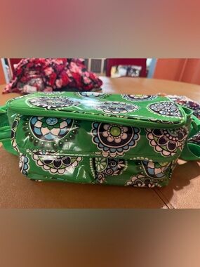 Vera Bradley Green Floral Medallion Vinyl Crossbody Bag
